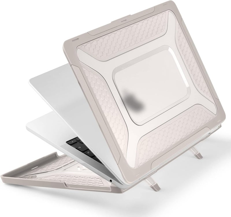 Batianda Extreme Heavy Duty Case for New MacBook Air 13.6 inch 2025 M4 2024 2022 A3240 A3113 A2681 - Anti-Slip Rubberized Stand (Holds 25lbs) Honeycomb Exoskeleton Max Cooling & Stability - Rock Gray - Image 4